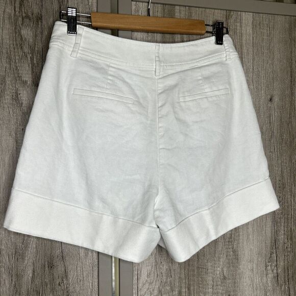 J Crew Shorts Size 2 Line Blend Cuffed White Color High Rise Lined Pockets - Picture 4 of 8